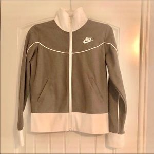 🍃Pick 3/$21- Nike Track Jacket in a Taupe Color with White Accents- Size Small